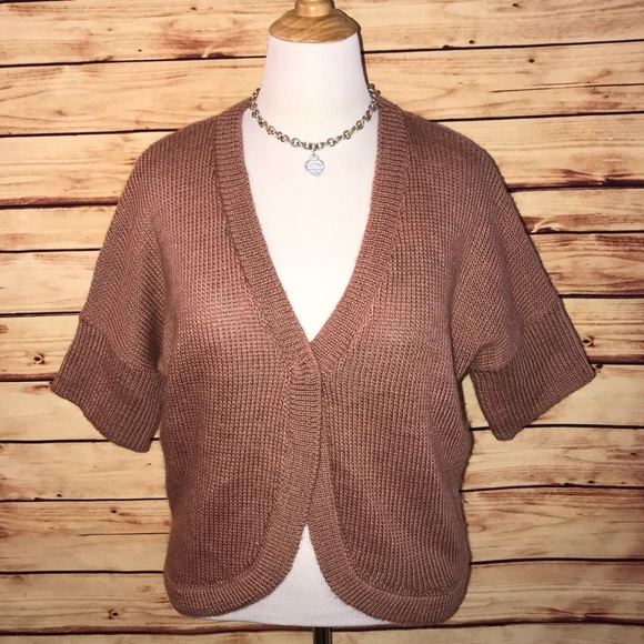 Chico's Sweaters - Chico’s Cocoa Short Sleeve Shrug Cardigan